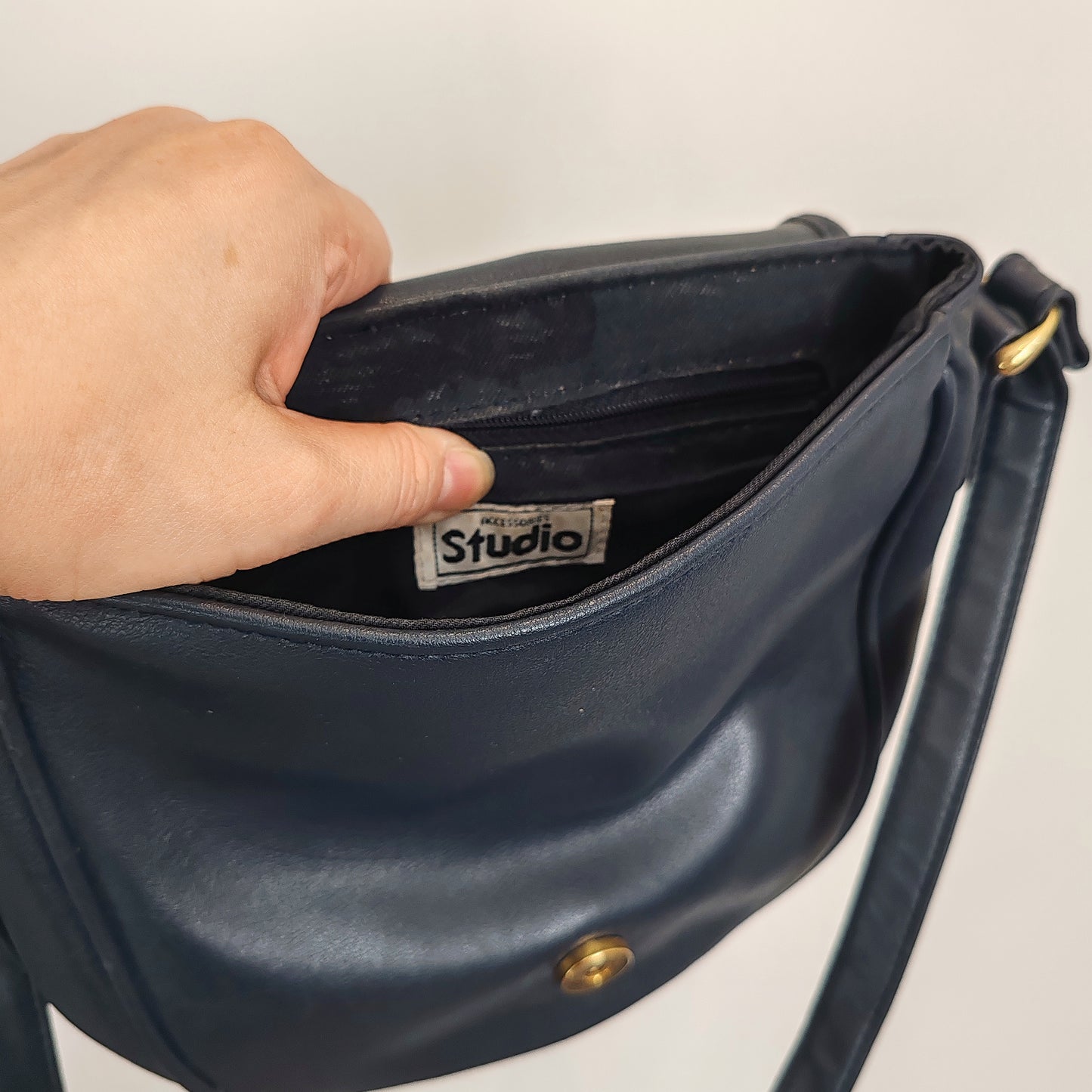 Accessories Studio Navy Blue Satchel Handbag