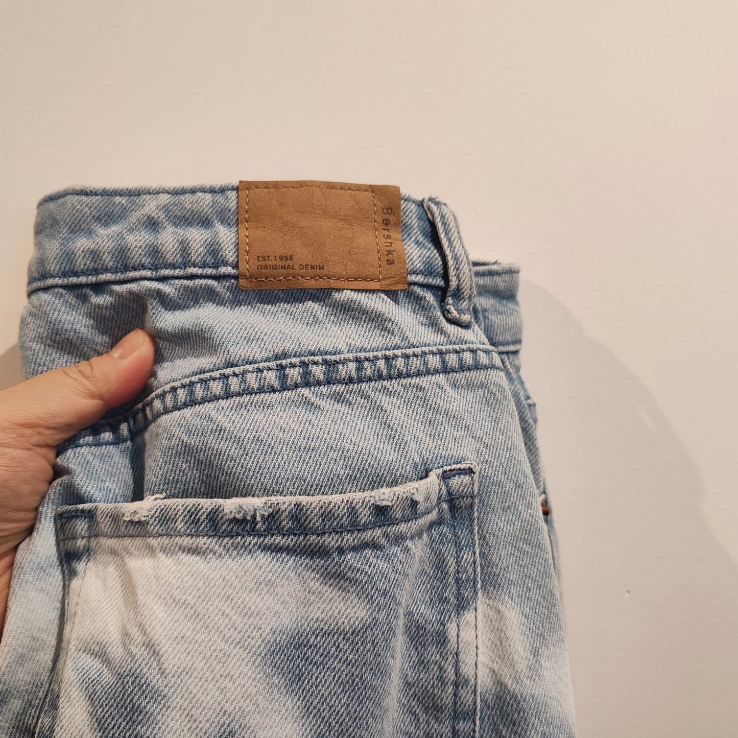 Bershka Blue White Tie Dye Rework Mom Jeans