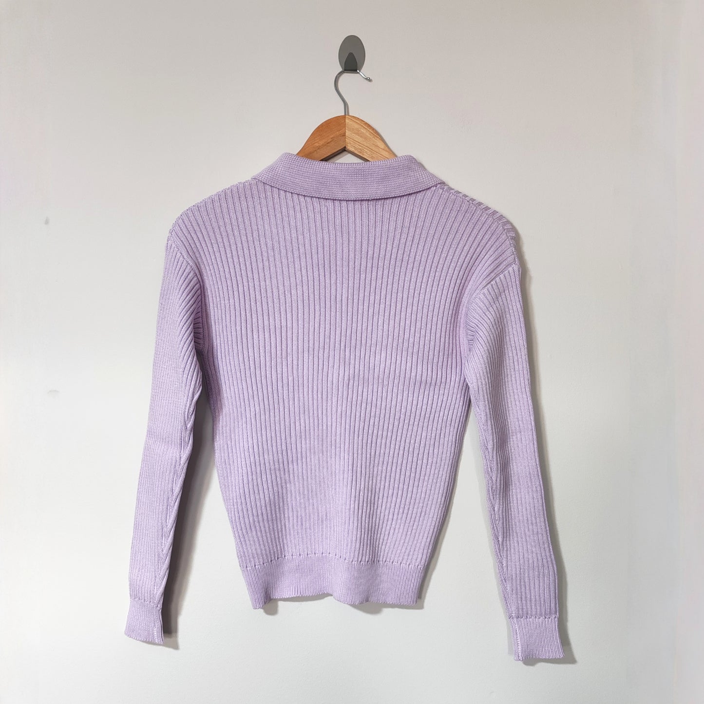 Daisy Street Lilac Butterfly Embroidered Ribbed Knitted Y2K Cardigan