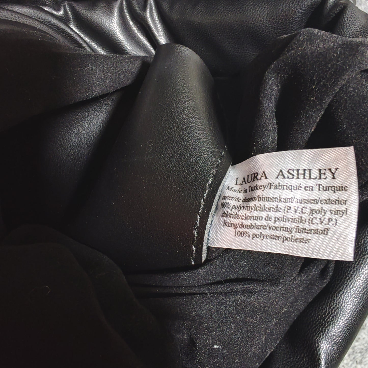 Laura Ashley Black Faux Leather Quilted Handbag