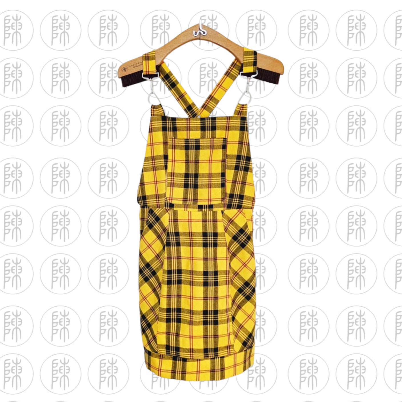 Love Other Things Yellow Tartan Check Pinafore Dress Preloved