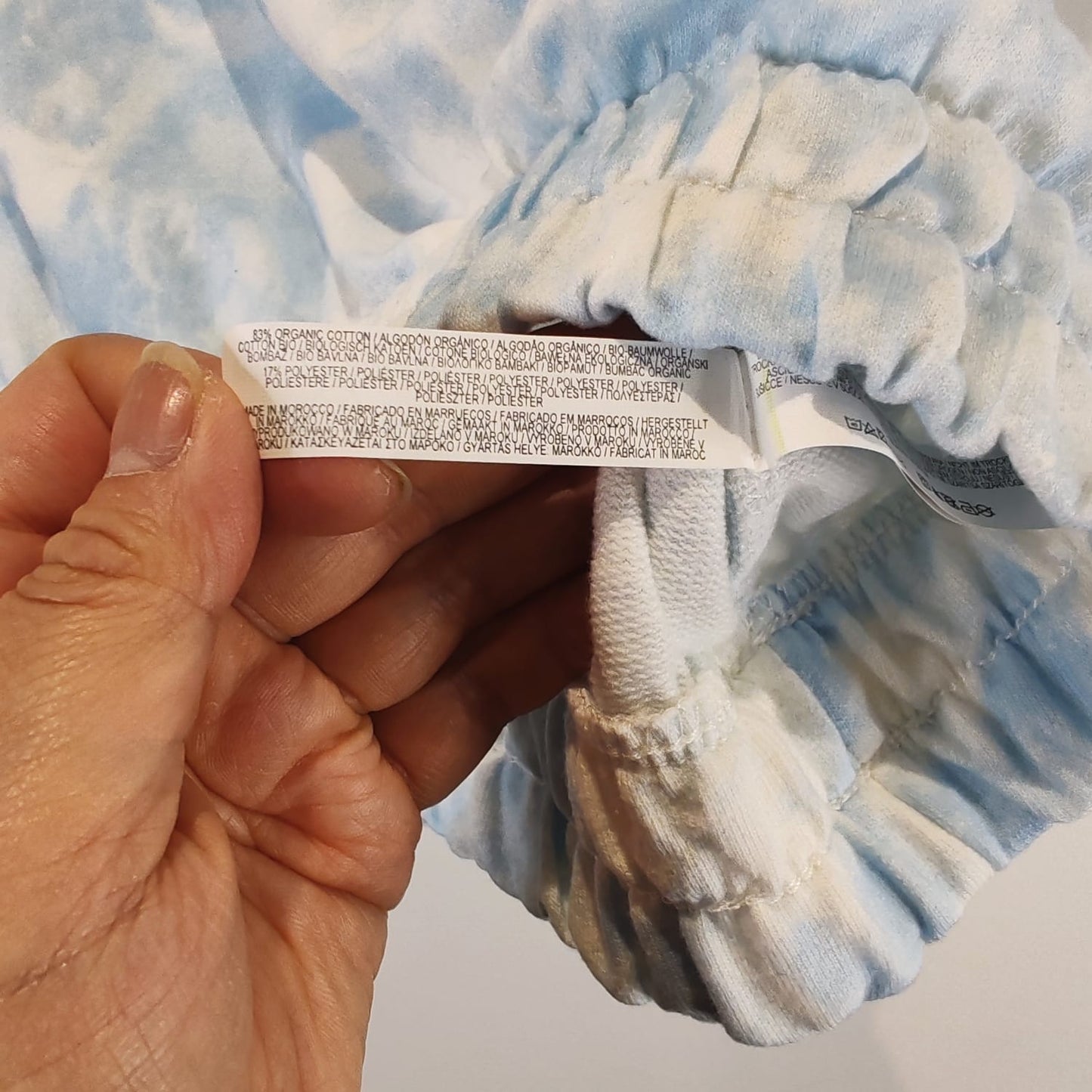 Primark Blue White Cropped Tie Dye Top