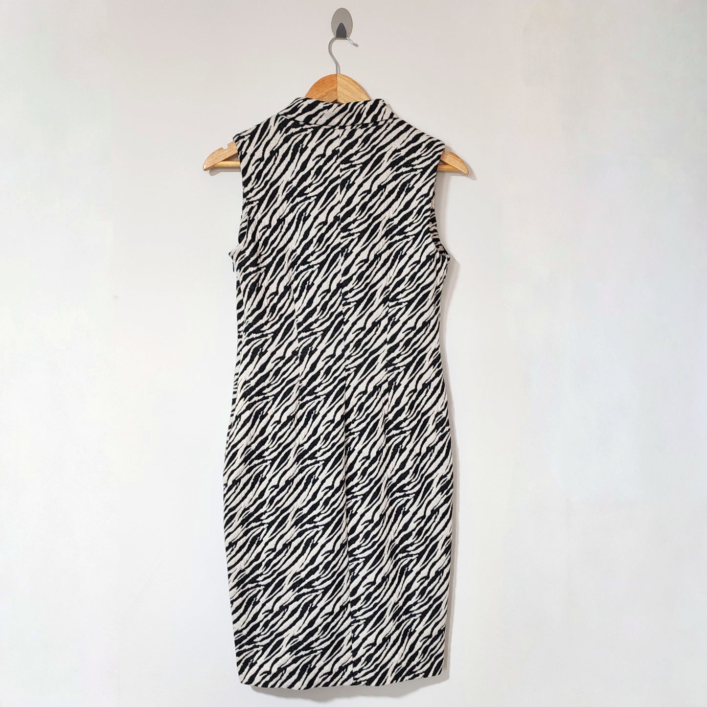 Calvin Klein Black Cream Animal Zebra Print Dress