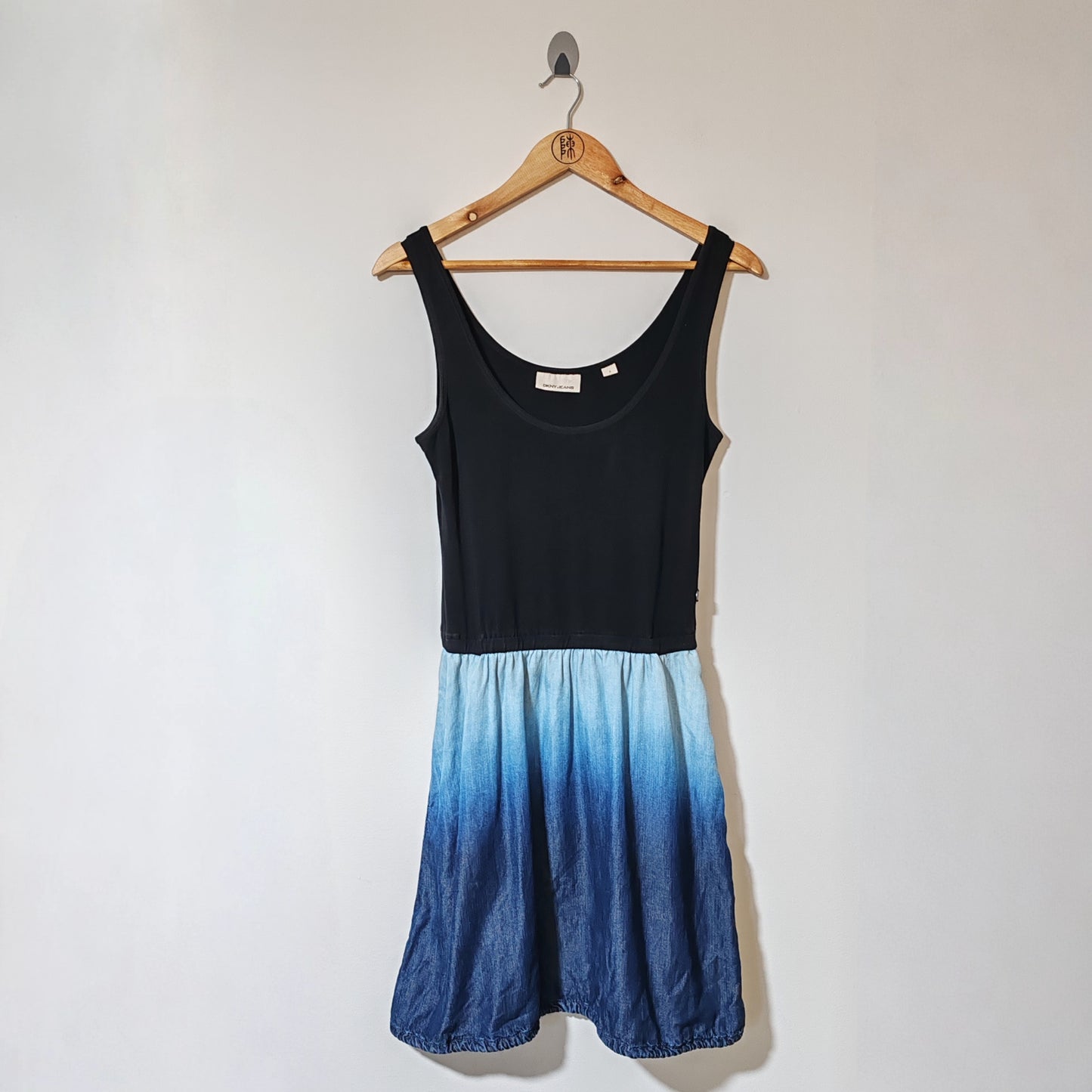 DKNY Black Blue Dip Dye Dress