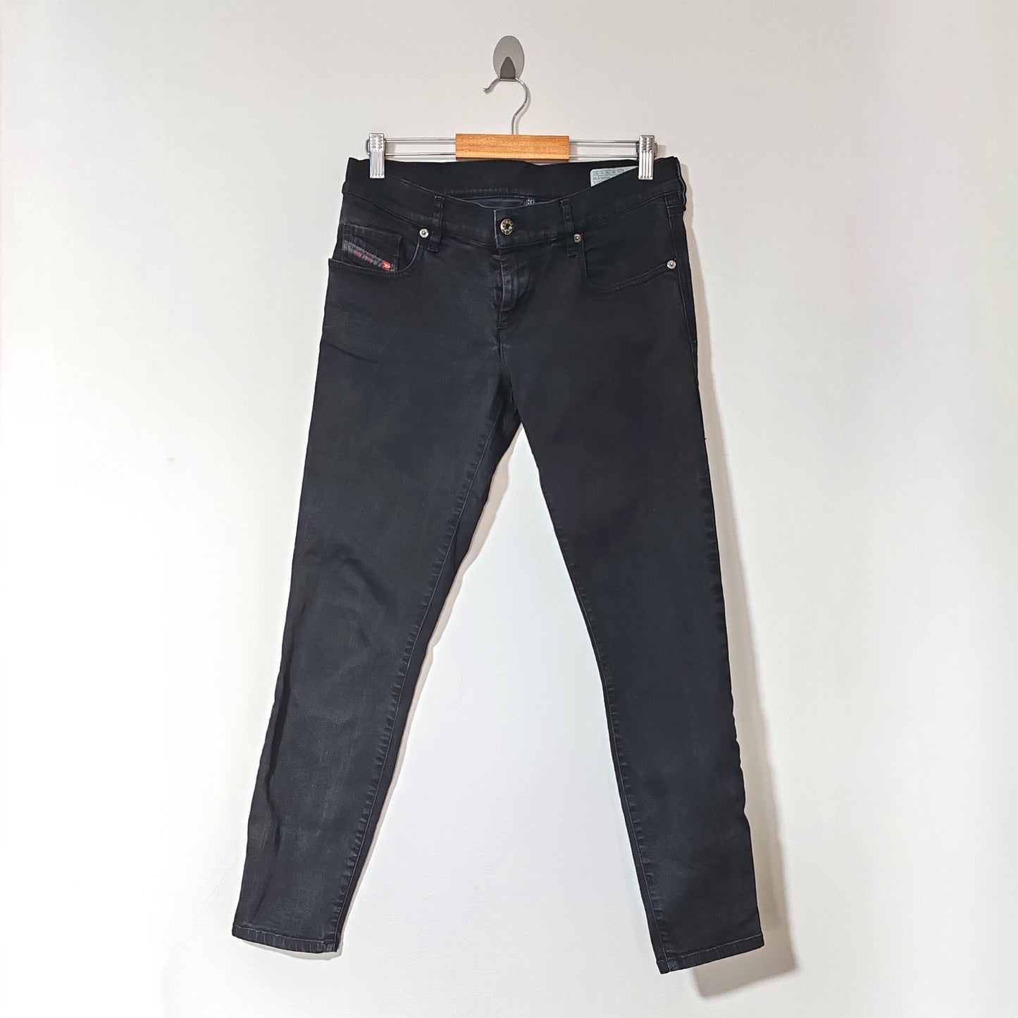 Diesel Gruppe Ankle Super Slim Skinny Low Waist W29 L32 Faded Black Jeans