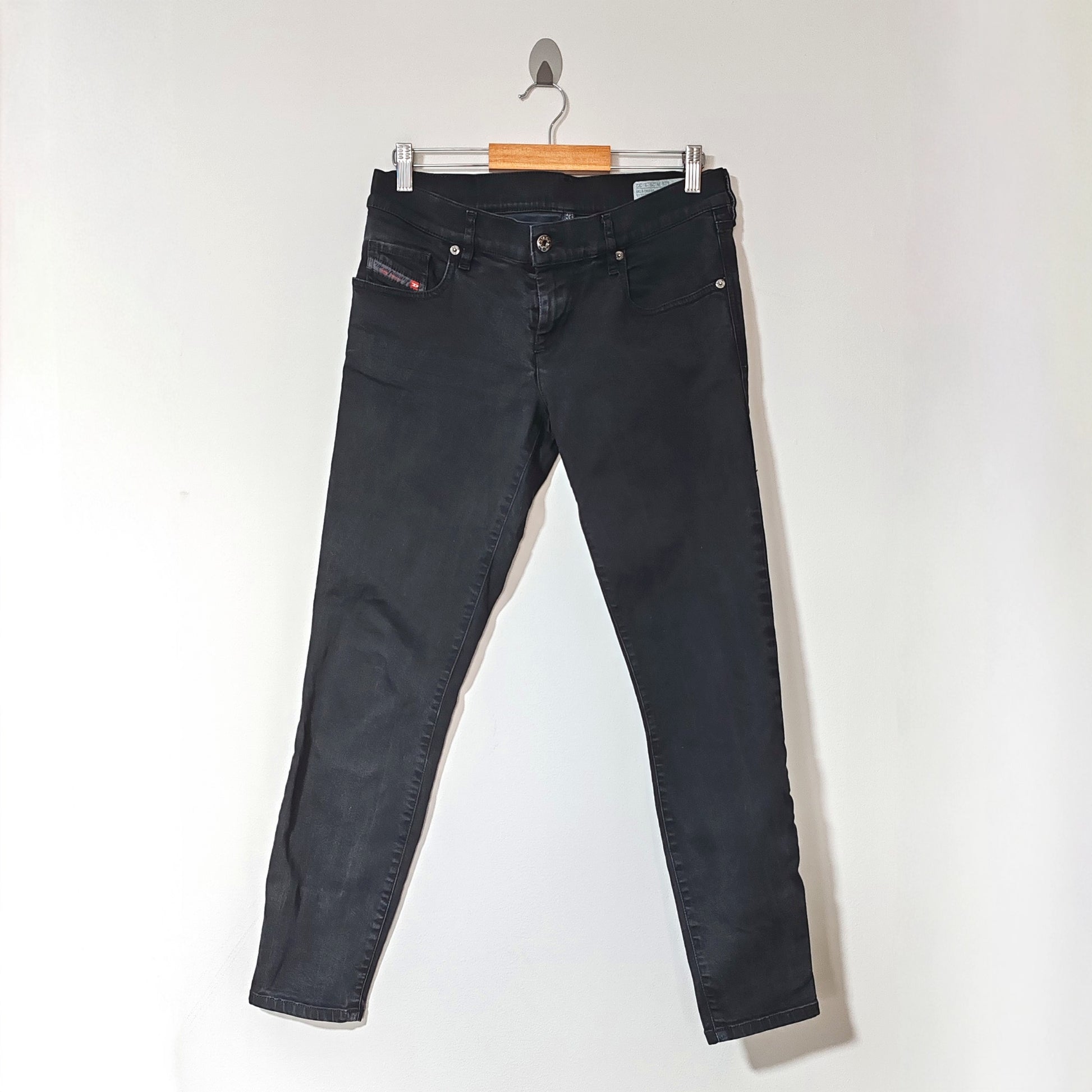 Diesel Gruppe Ankle Super Slim Skinny Low Waist W29 L32 Faded Black Jeans