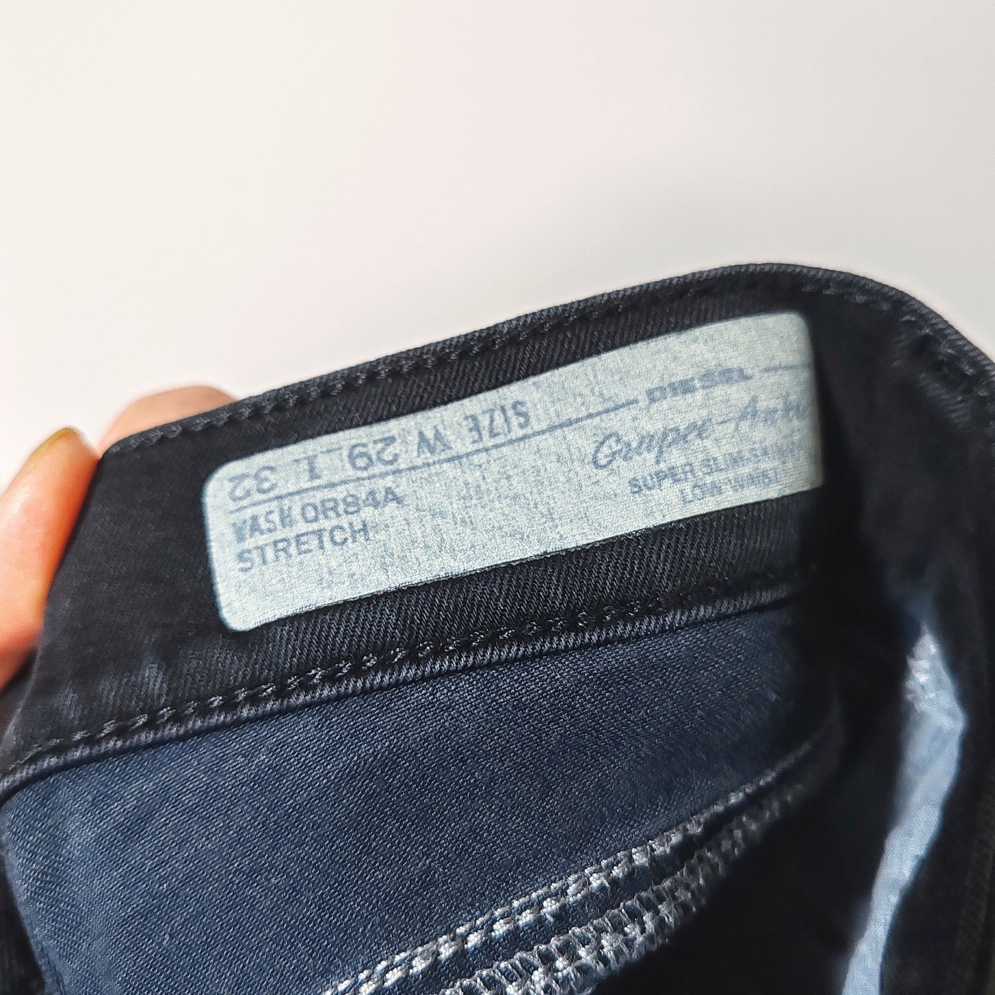 Diesel Gruppe Ankle Super Slim Skinny Low Waist W29 L32 Faded Black Jeans