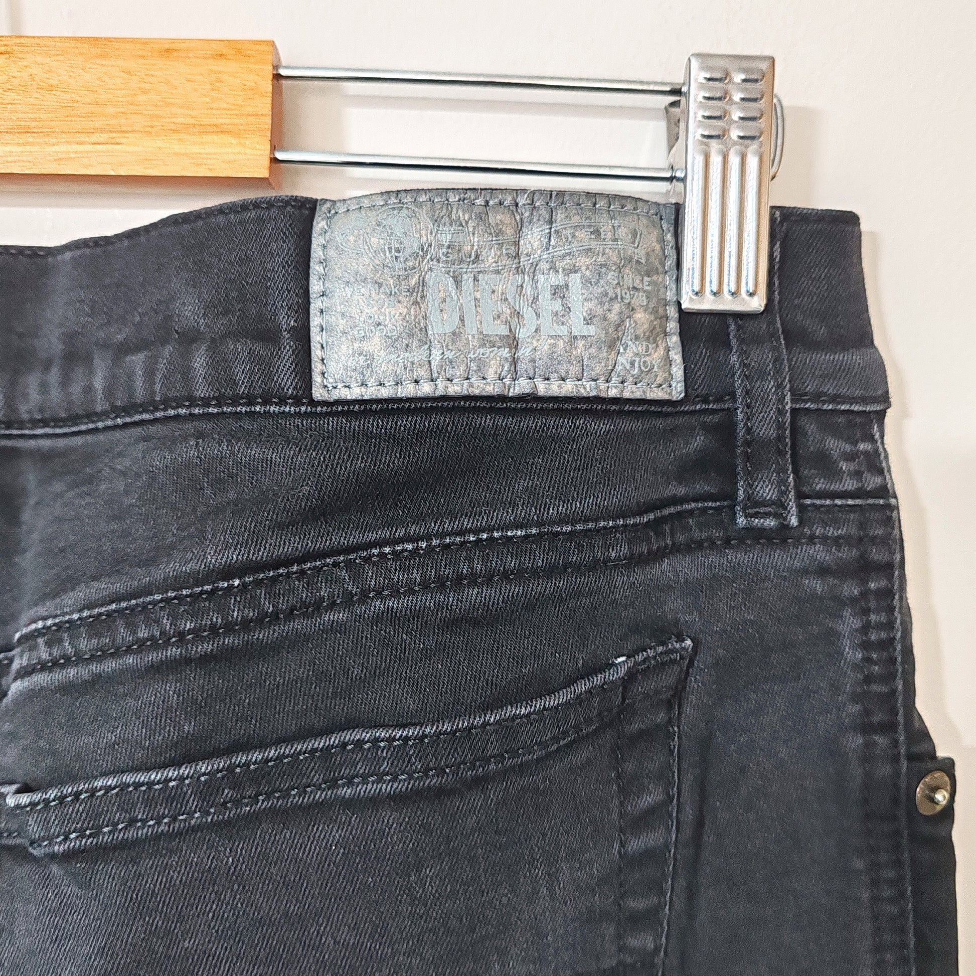 Diesel Gruppe Ankle Super Slim Skinny Low Waist W29 L32 Faded Black Jeans