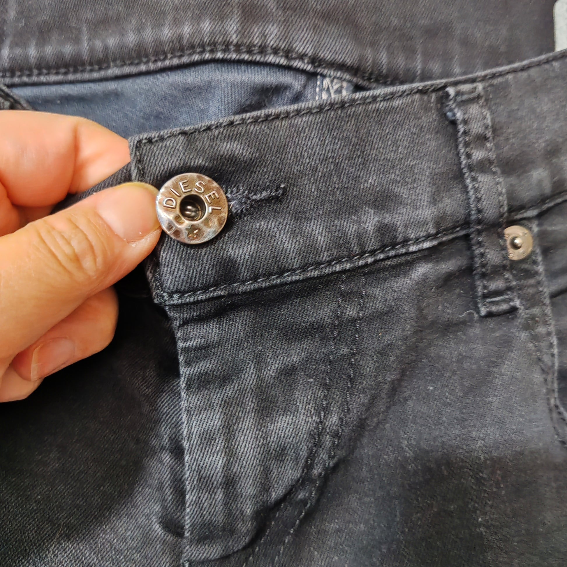 Diesel Gruppe Ankle Super Slim Skinny Low Waist W29 L32 Faded Black Jeans