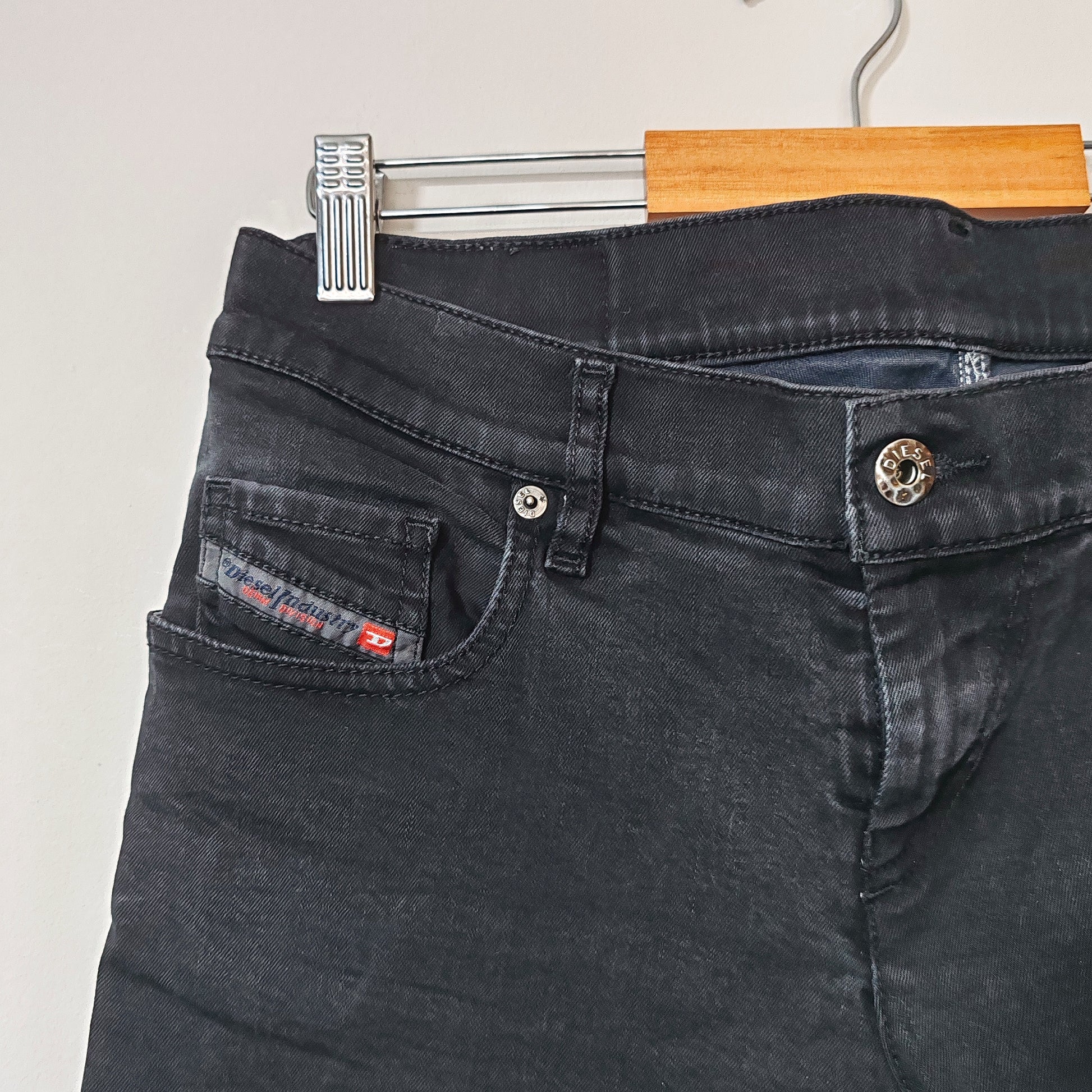 Diesel Gruppe Ankle Super Slim Skinny Low Waist W29 L32 Faded Black Jeans