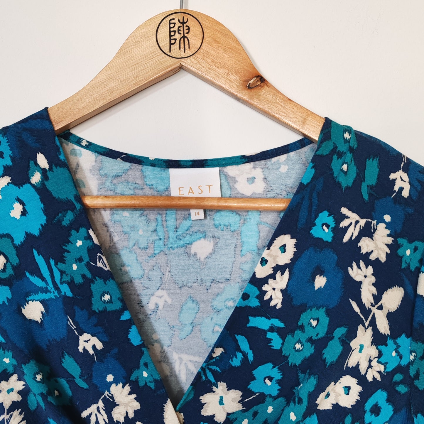 East Floral Blue Turquoise 90s Y2K Vintage Top