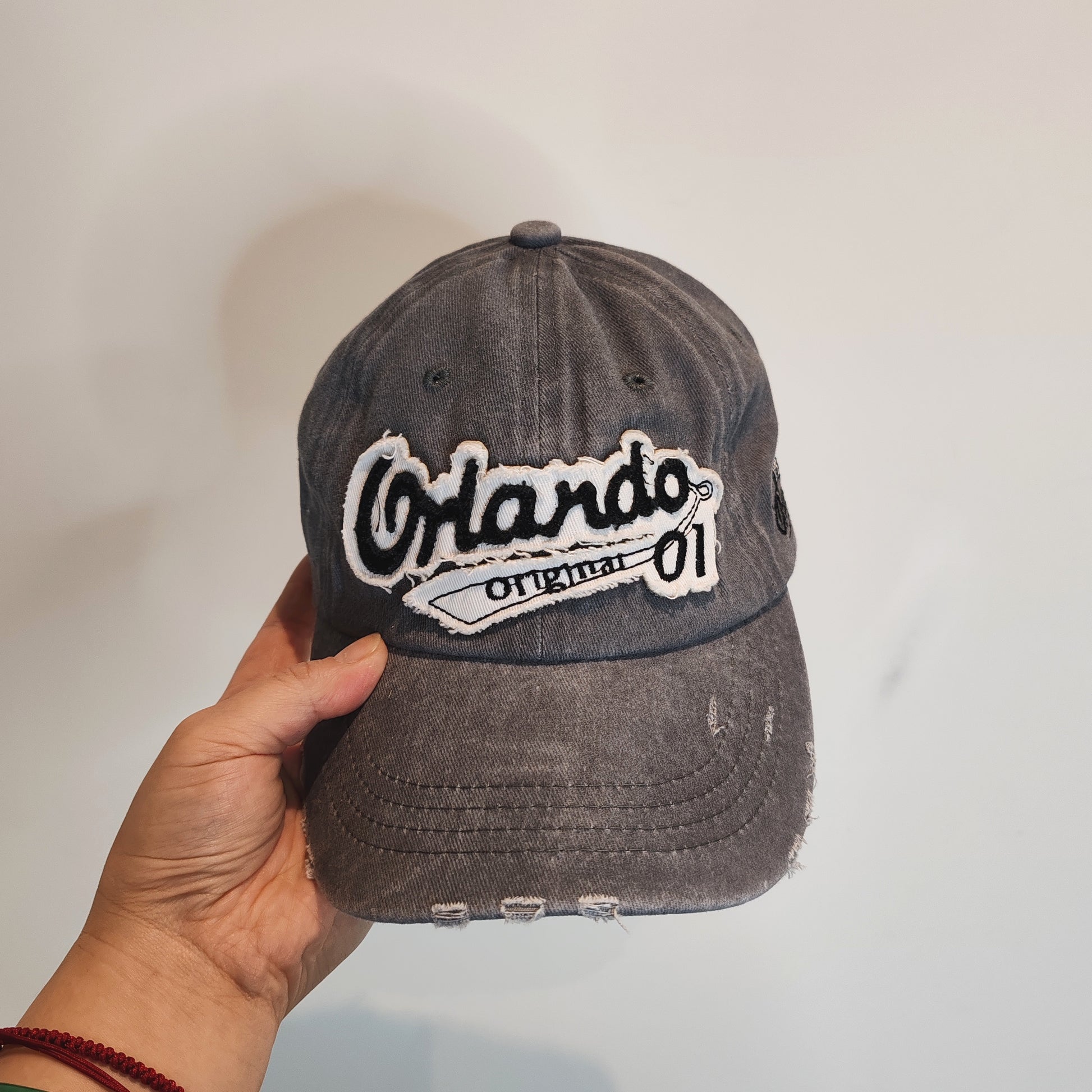 Orlando Originals Grey Patina Distressed Denim Cap
