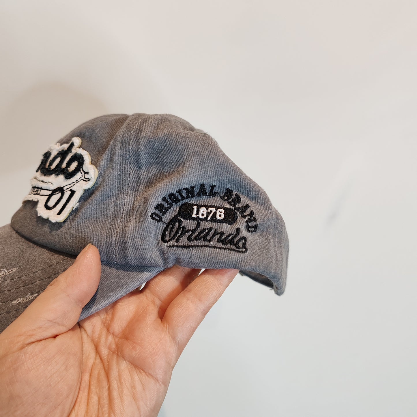 Orlando Originals Grey Patina Distressed Denim Cap