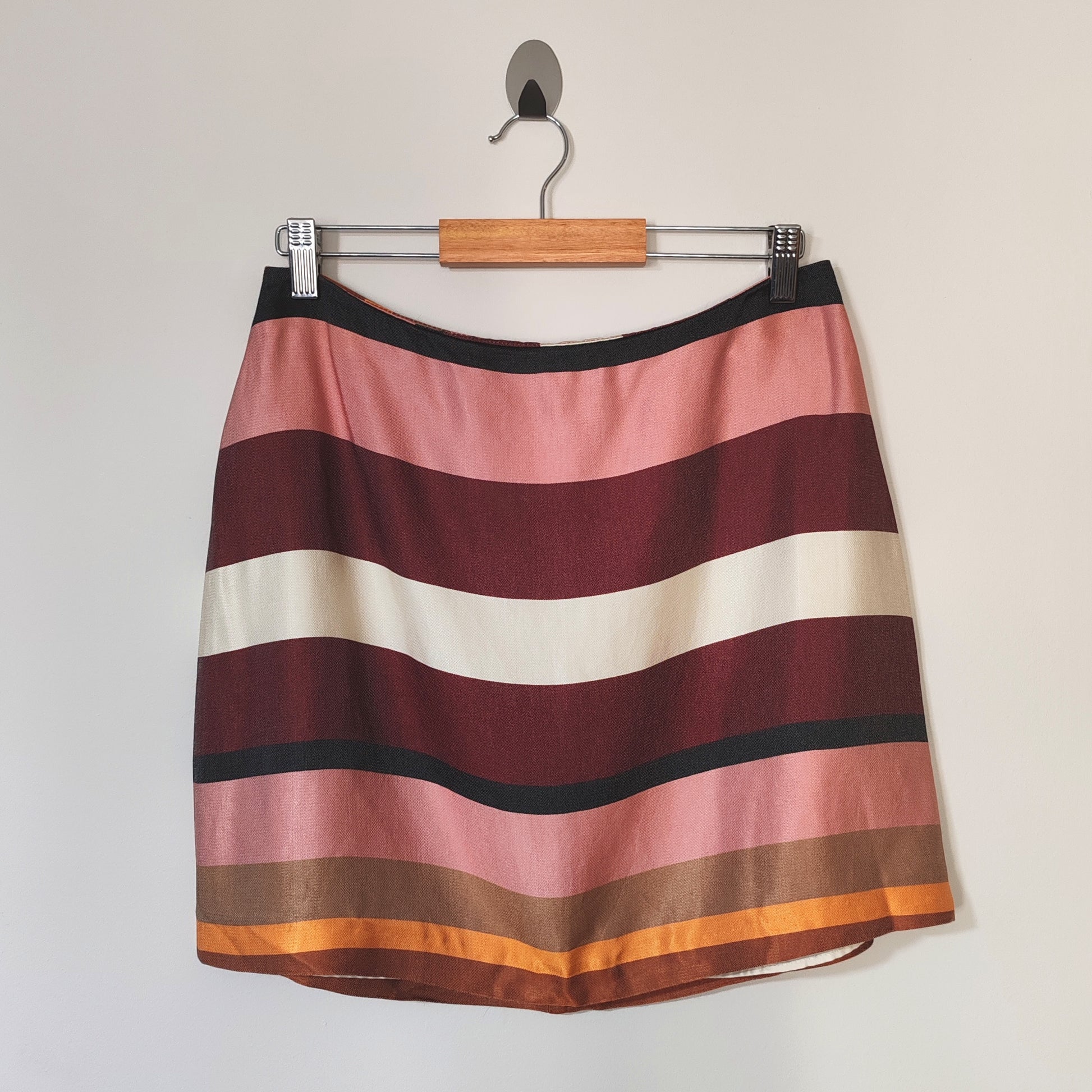 H&M Pink & Burgundy Stripe Mini Skirt