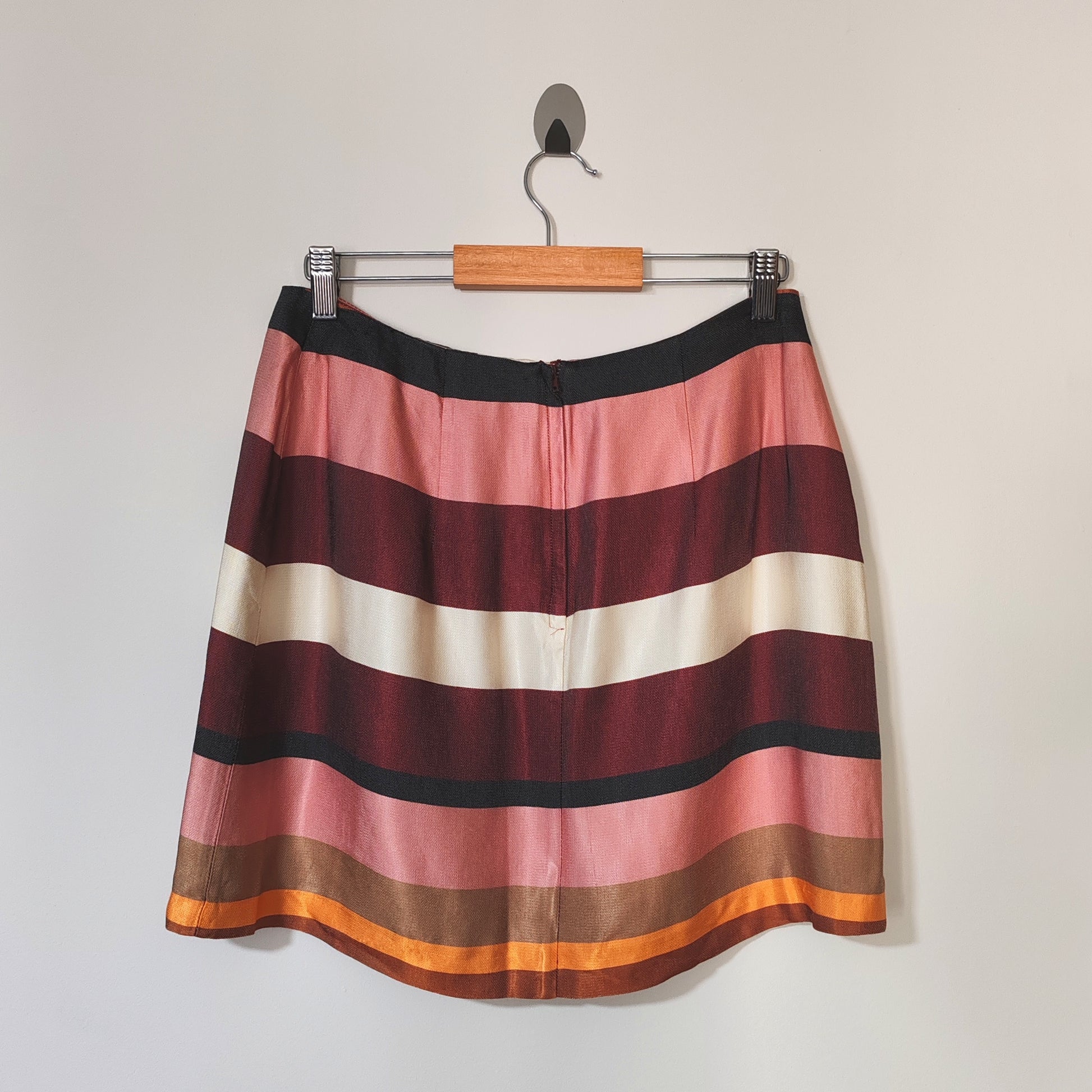 H&M Pink & Burgundy Stripe Mini Skirt