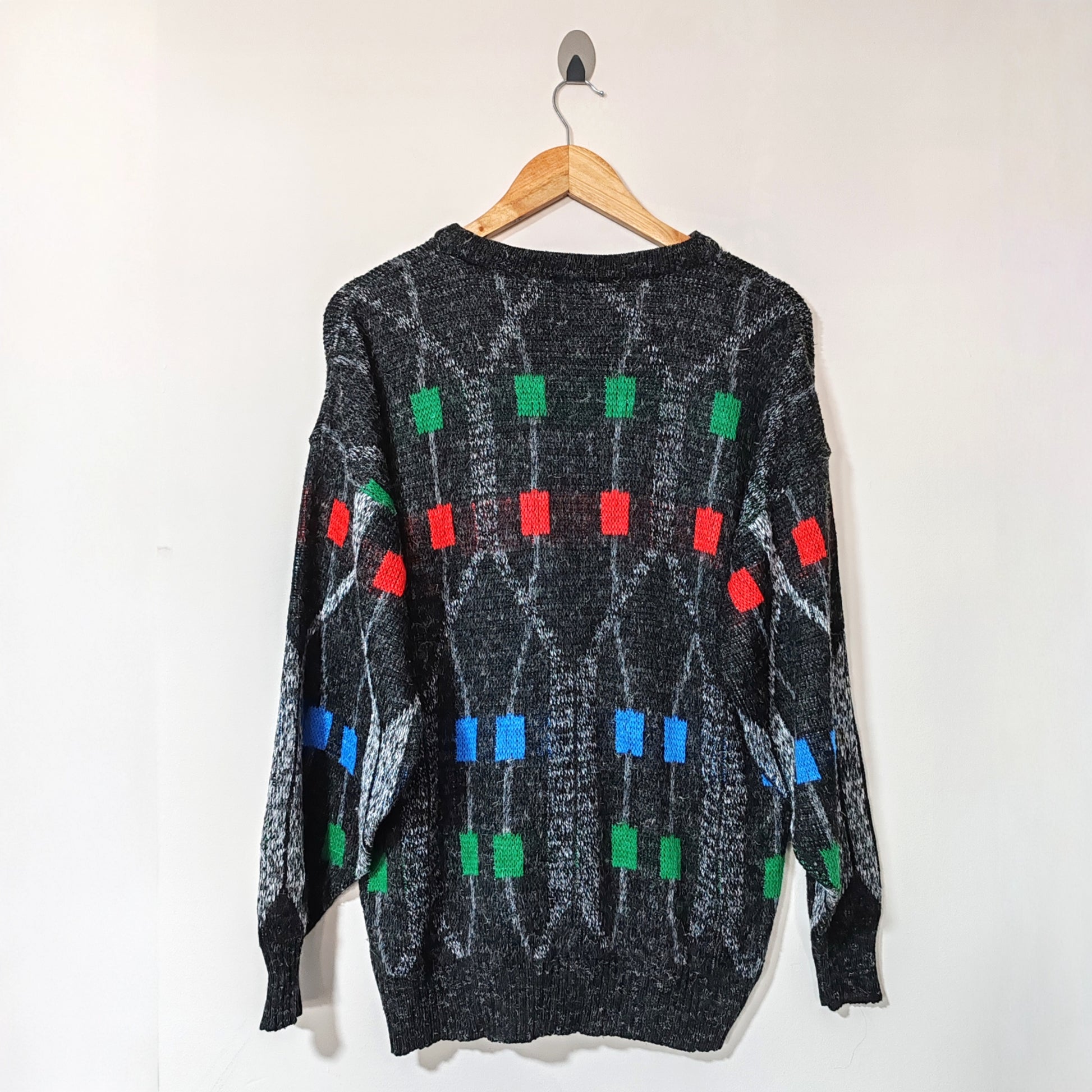 Lakeland Sheepskin Centre Grey Multicoloured Knitted Vintage Jumper