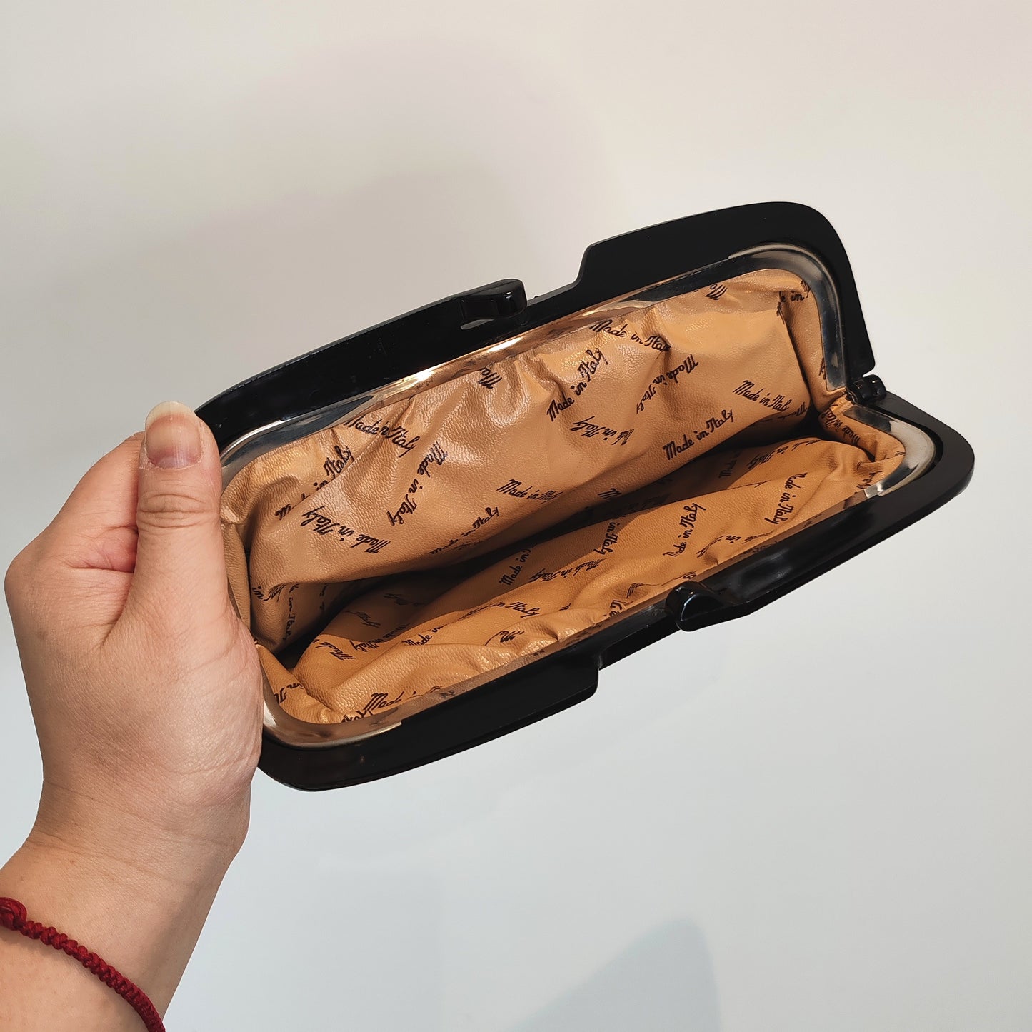 Made In Italy Black Faux Leather Clutch Handbag