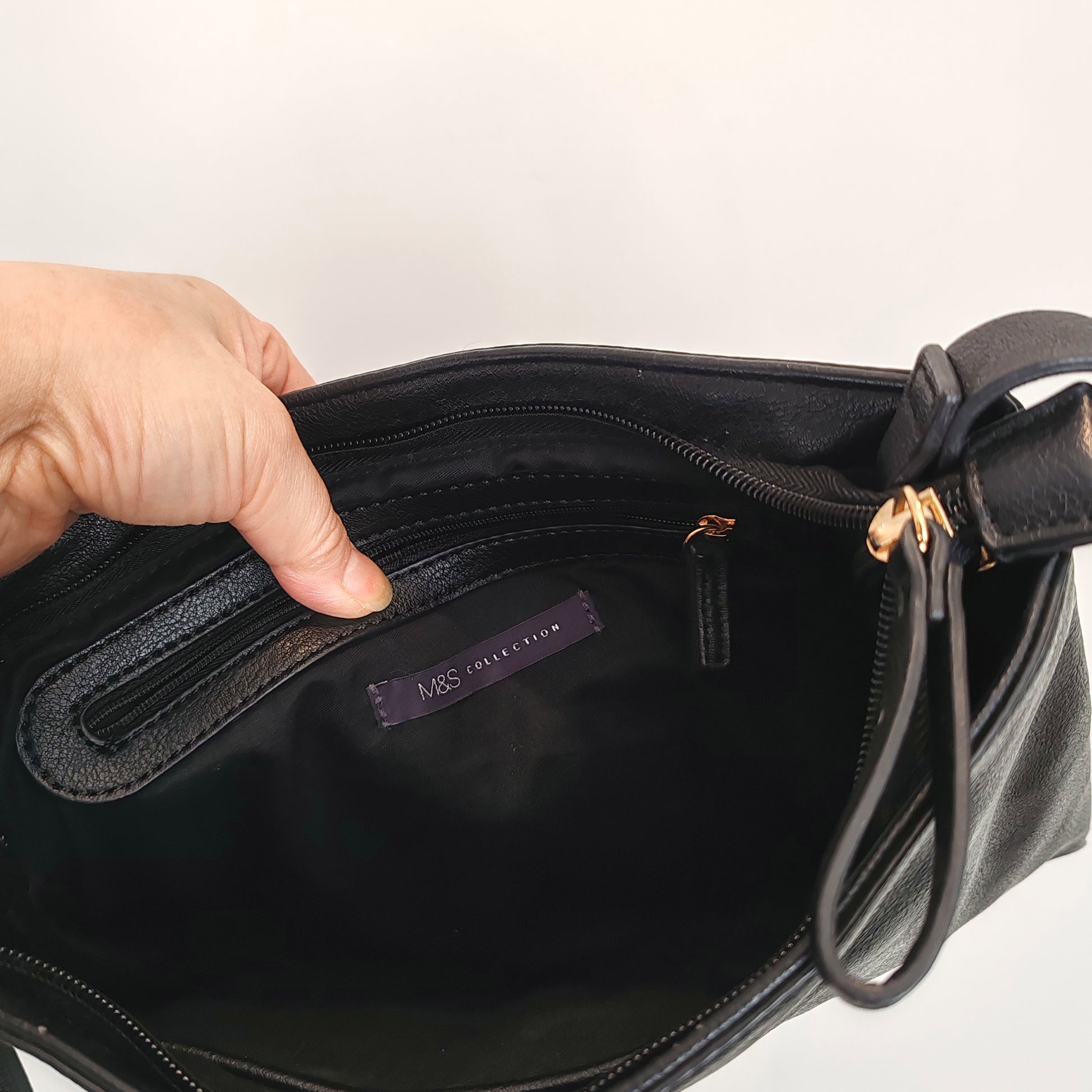 Marks & Spencer Black Faux Leather Crossbody Handbag