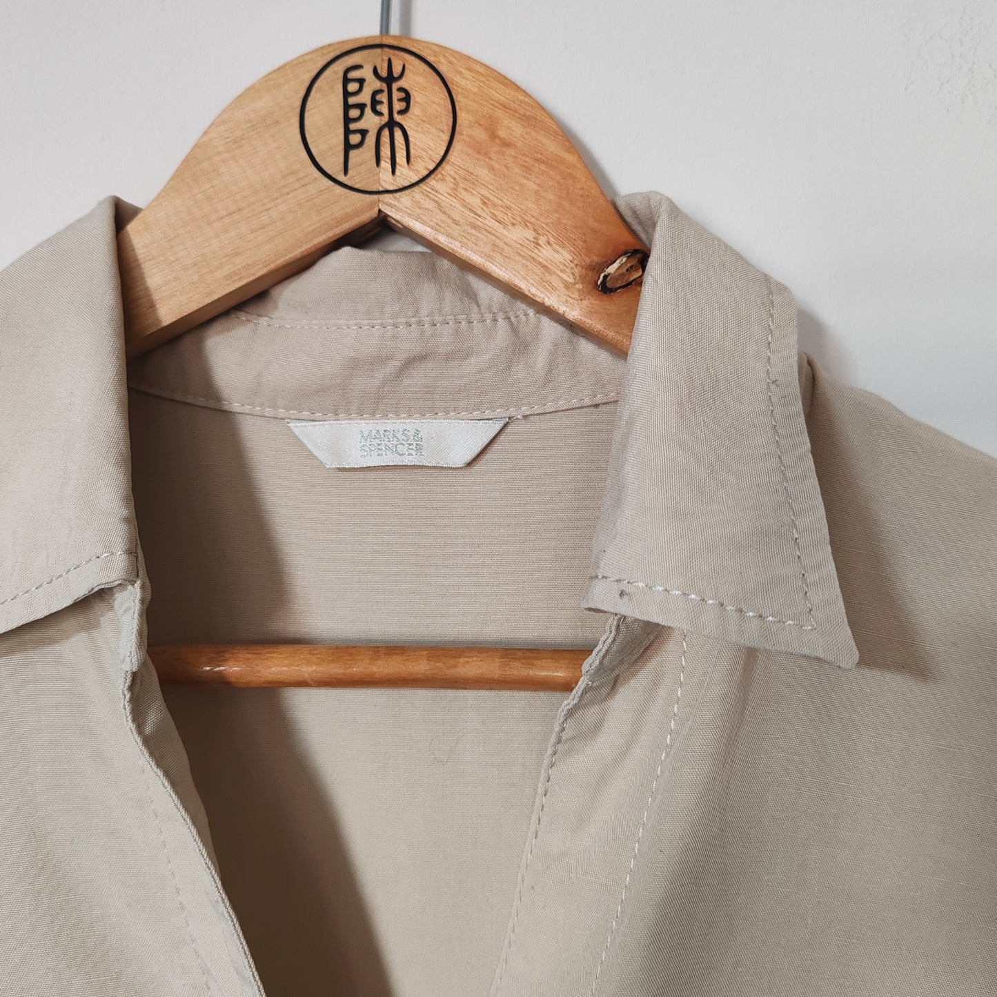 Marks & Spencer Stone Beige Vintage Linen Mix Blouse Top