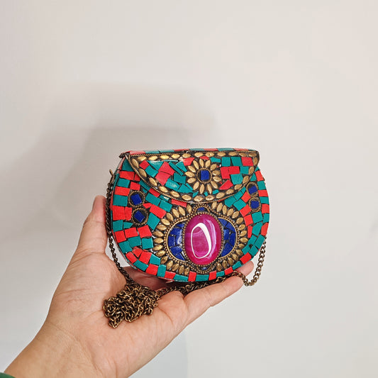 Mosaic Multicolour Vintage Clutch Handbag