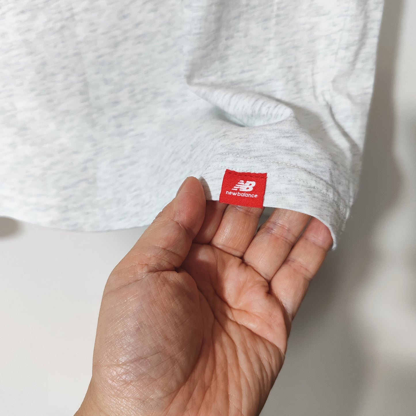 New Balance Grey Red Logo Short Sleeve T Shirt