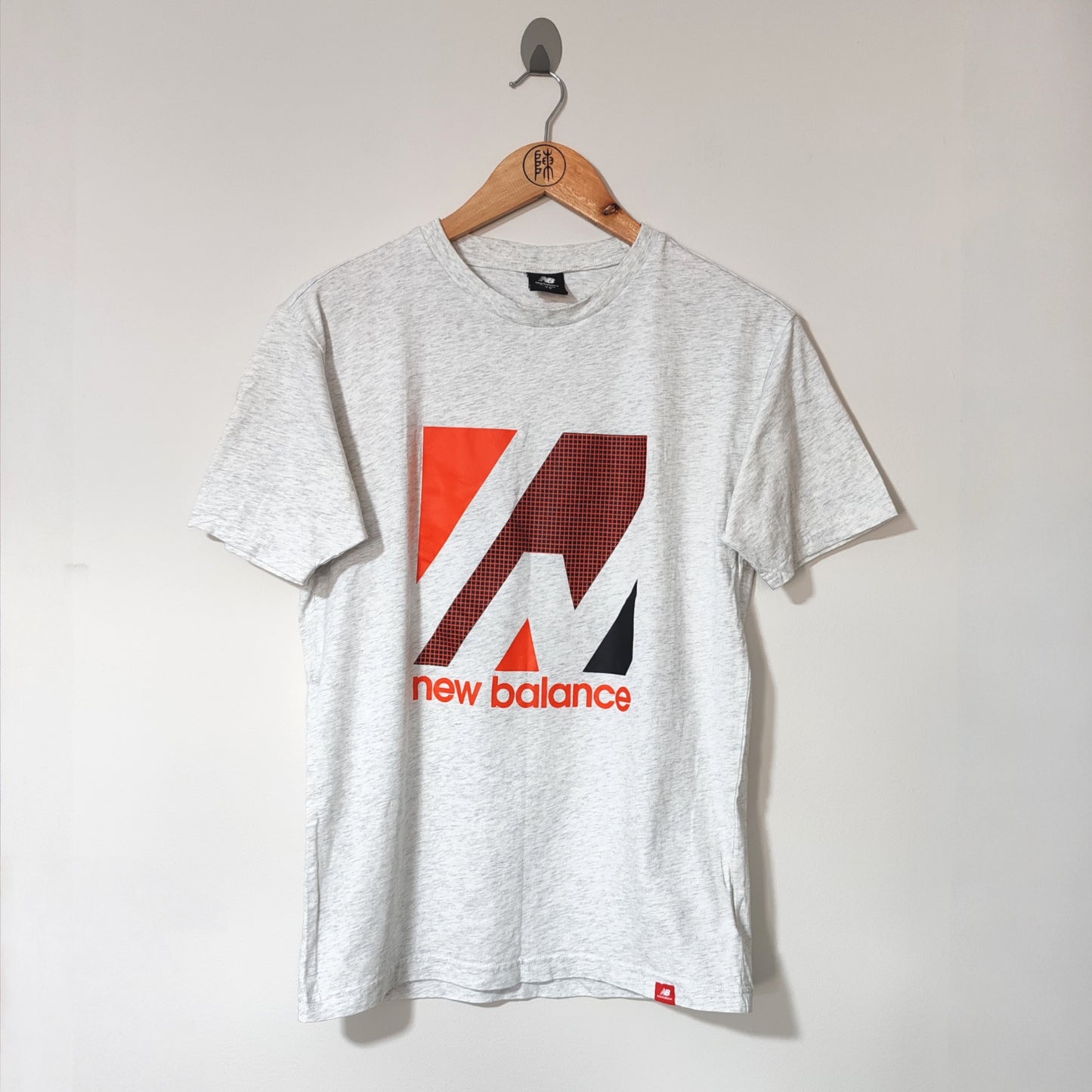New Balance Grey Red Logo Short Sleeve T Shirt