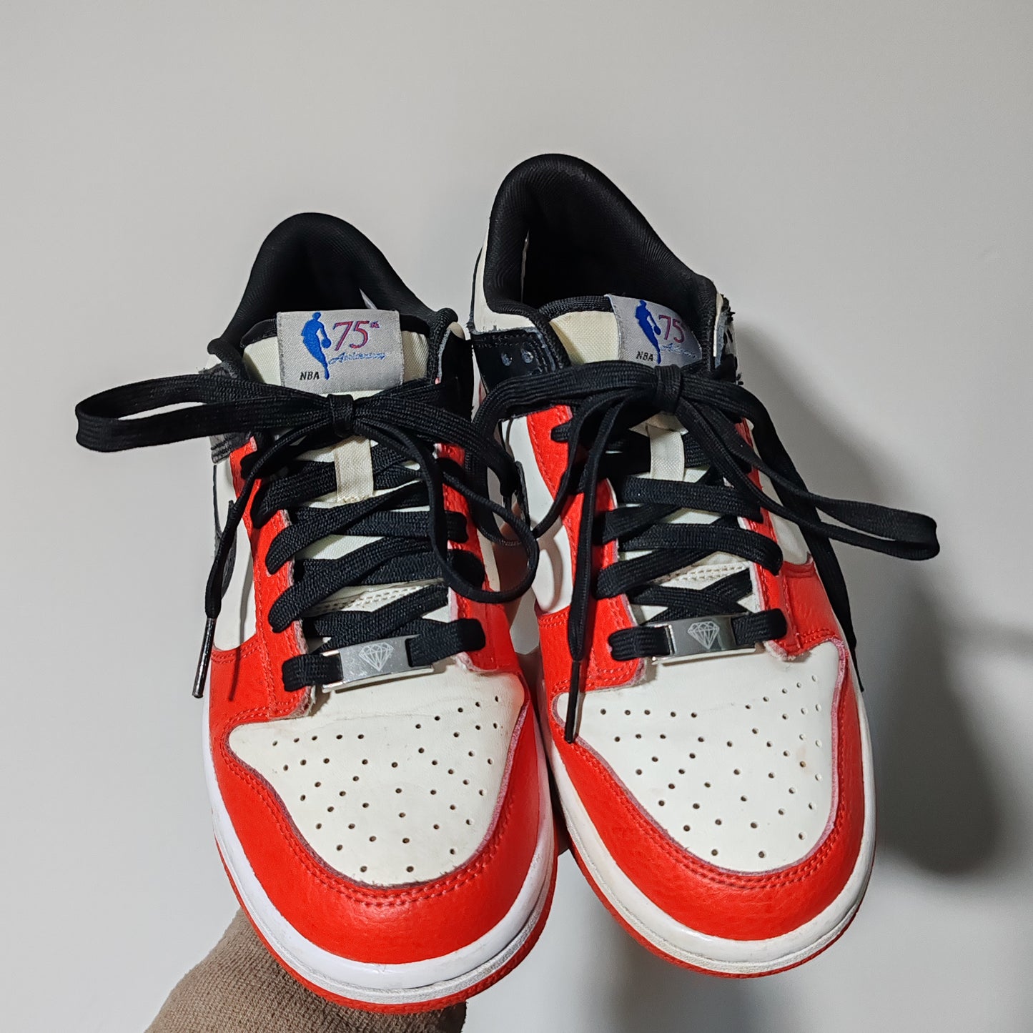 Nike Dunk Black Red Low EMB NBA 75th Anniversary Chicago Trainers