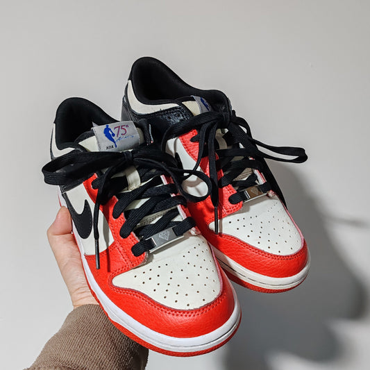 Nike Dunk Black Red Low EMB NBA 75th Anniversary Chicago Trainers