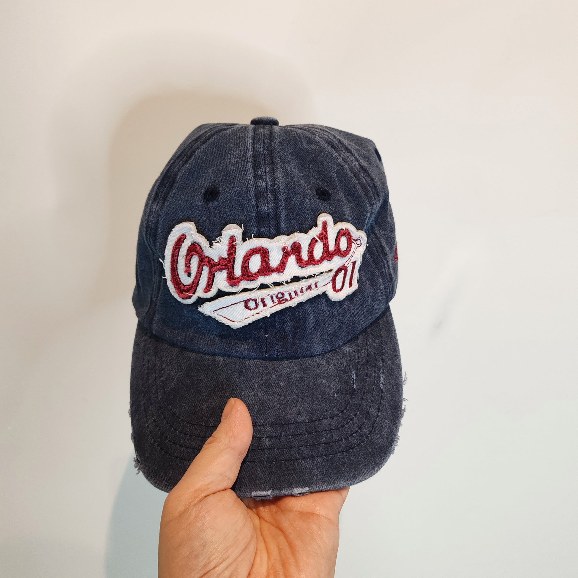 Orlando Originals Navy Indigo Patina Distressed Denim Cap