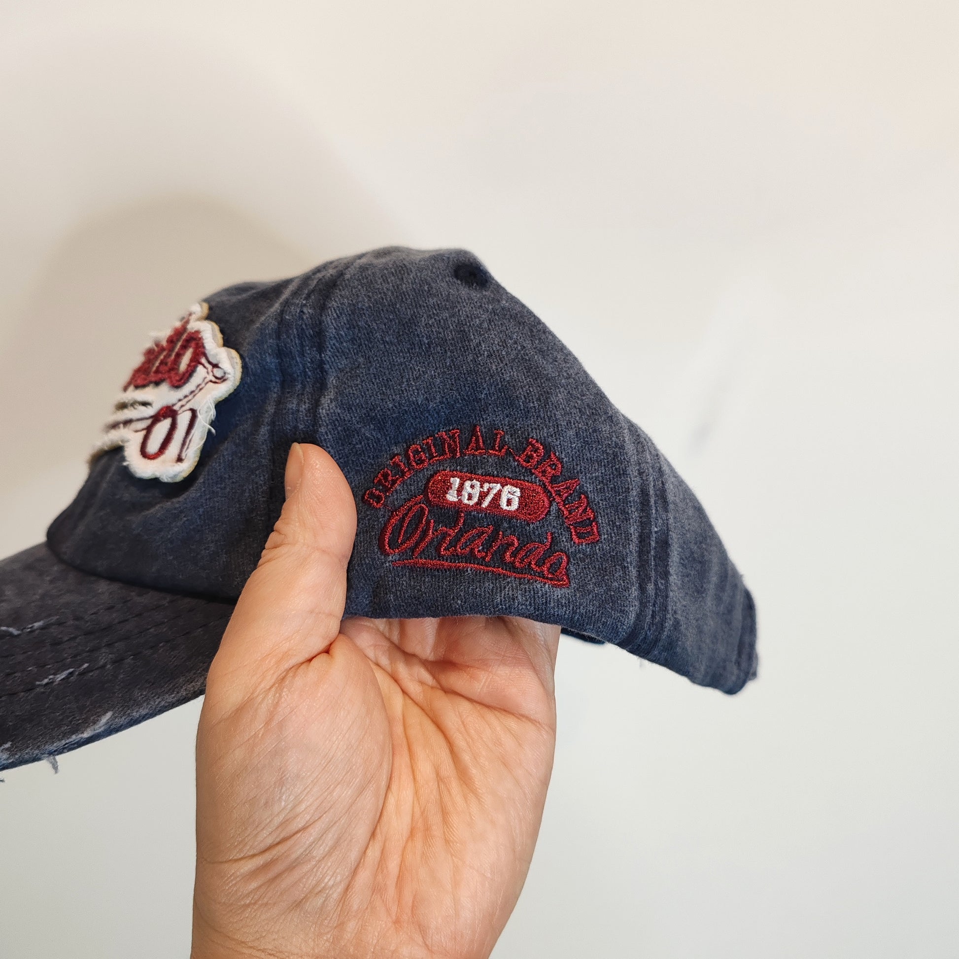 Orlando Originals Navy Indigo Patina Distressed Denim Cap