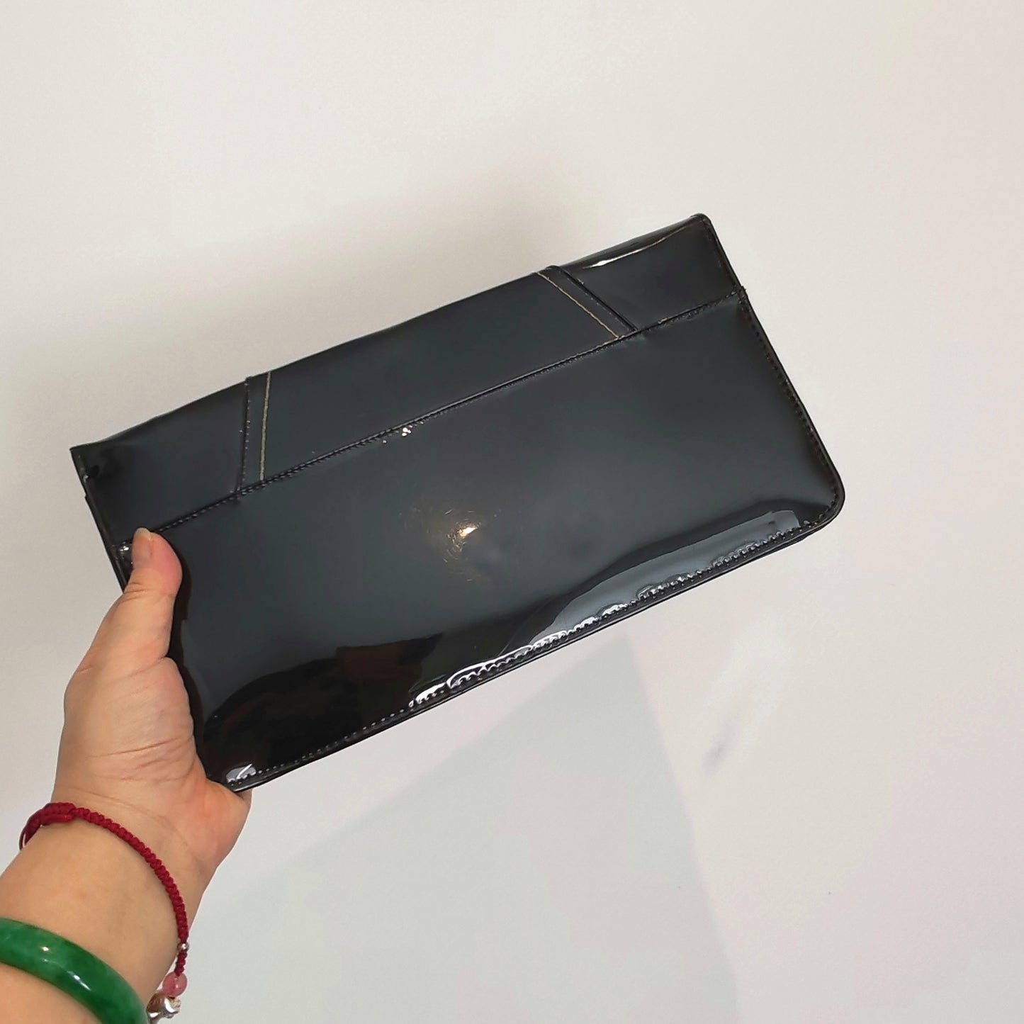 Pentaliotis Black Patent Envelope Clutch Vintage Handbag