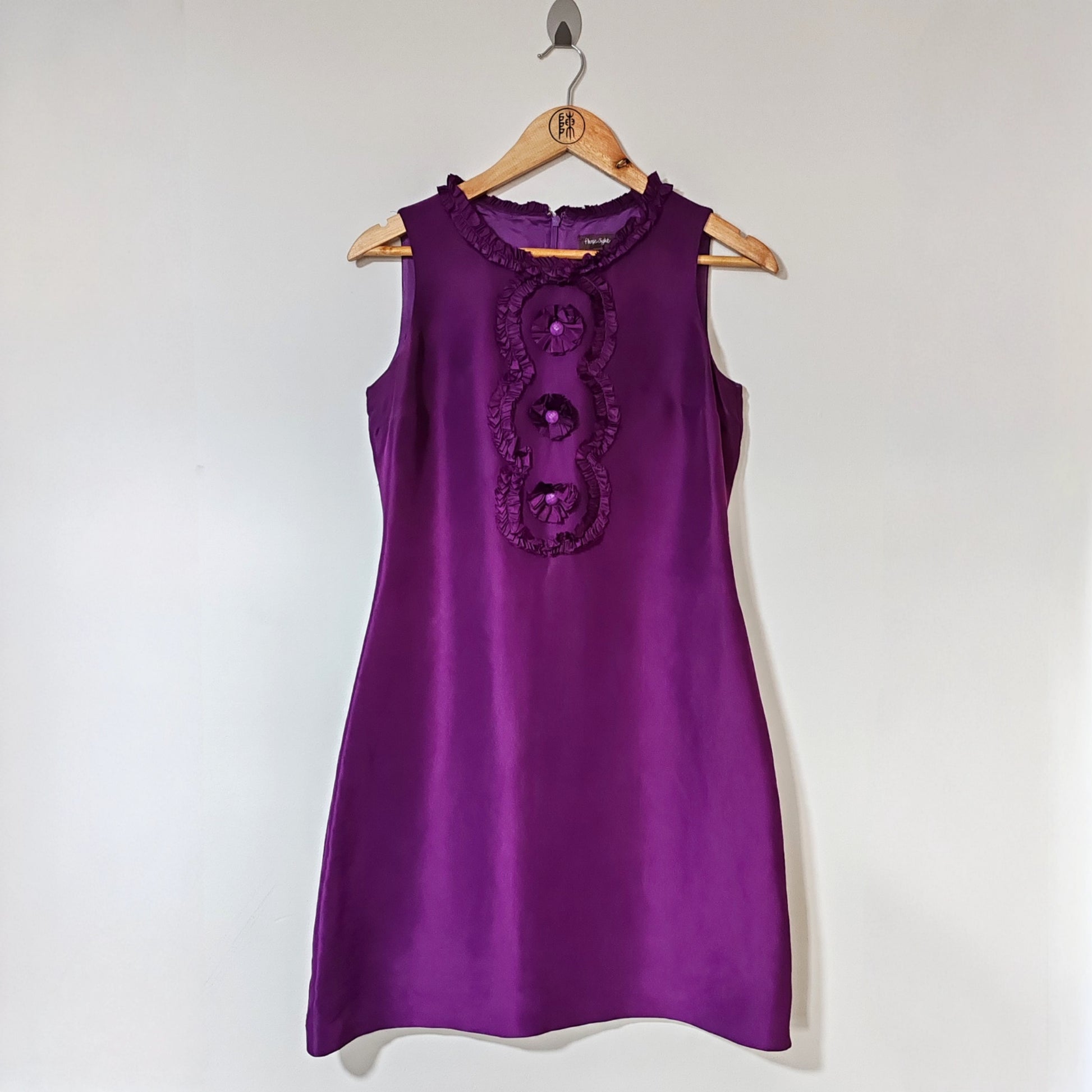 Phase Eight Purple Silk Flower Ruffle Dress