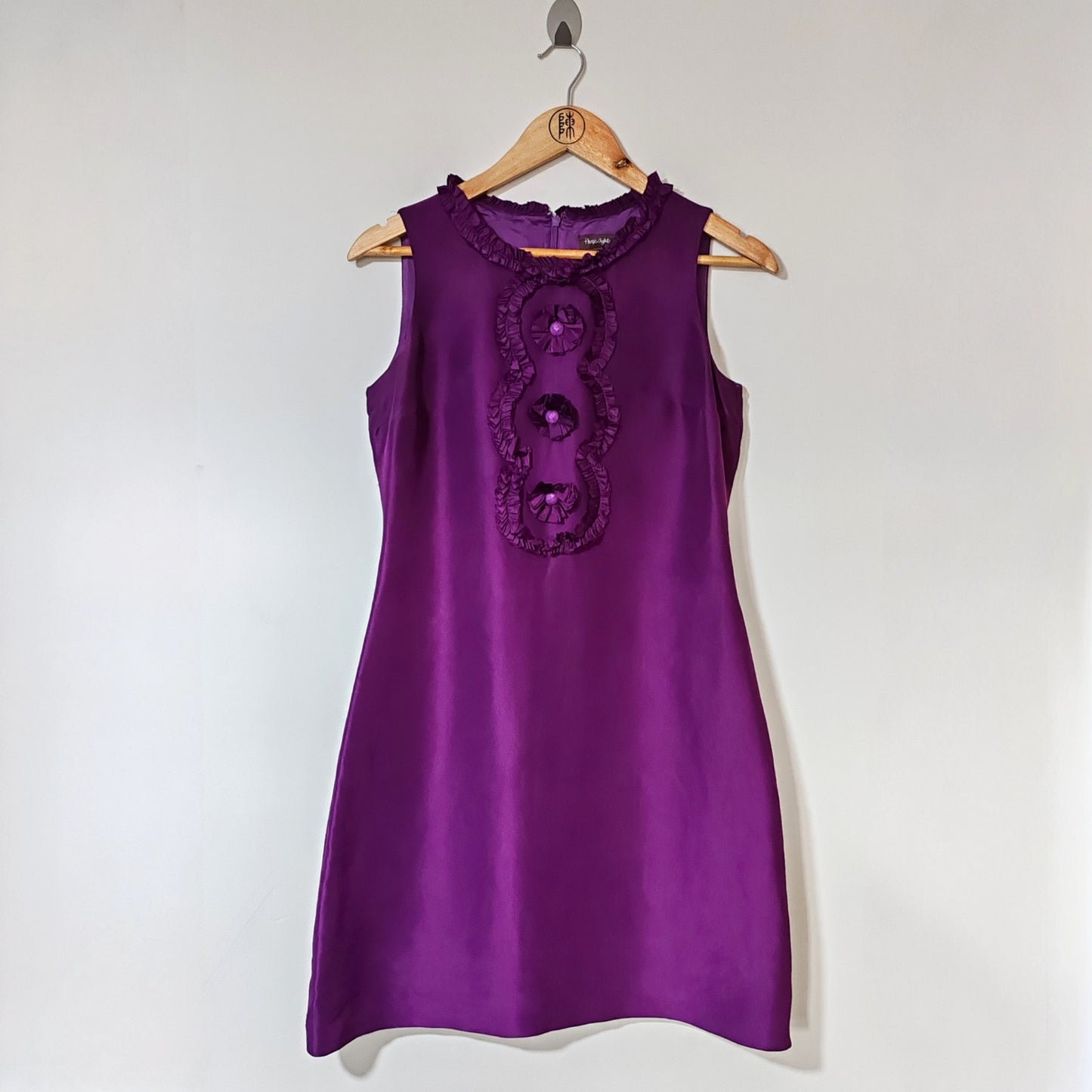 Phase Eight Purple Silk Flower Ruffle Dress