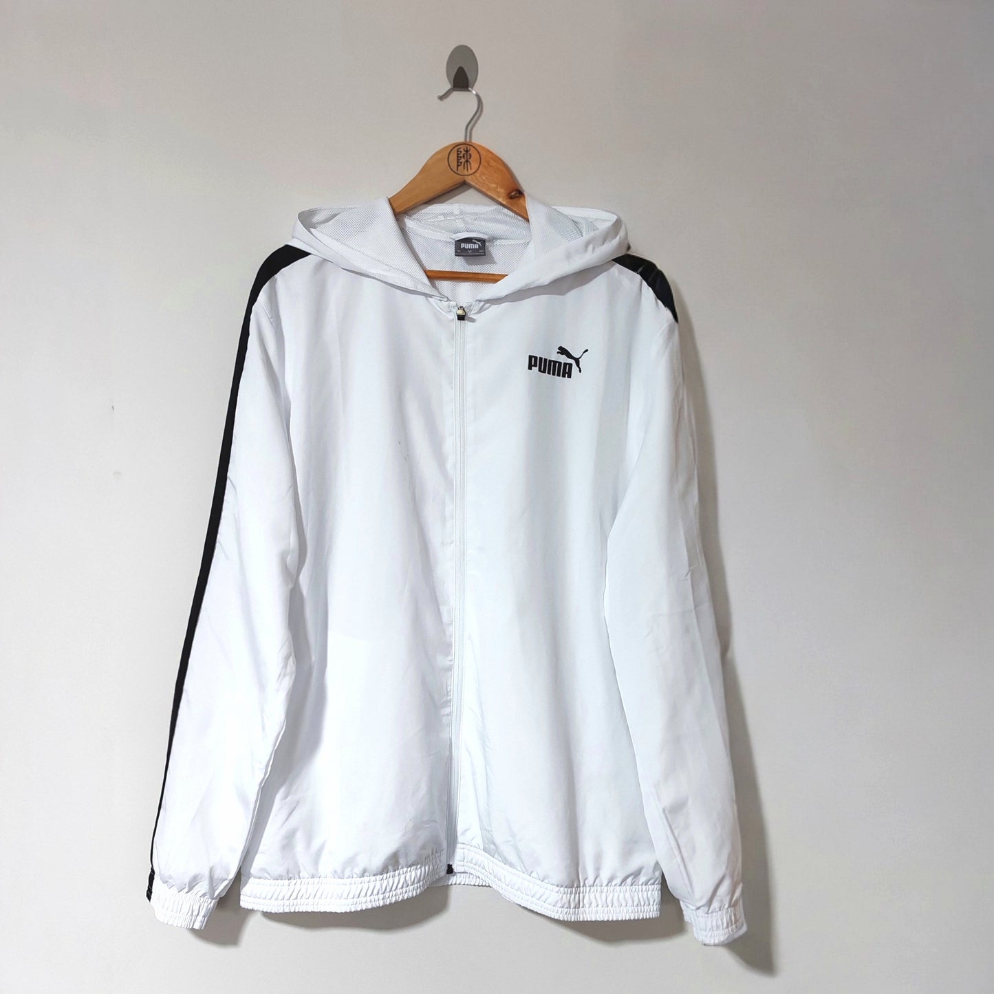 Puma White Track Suit Jacket With Hood