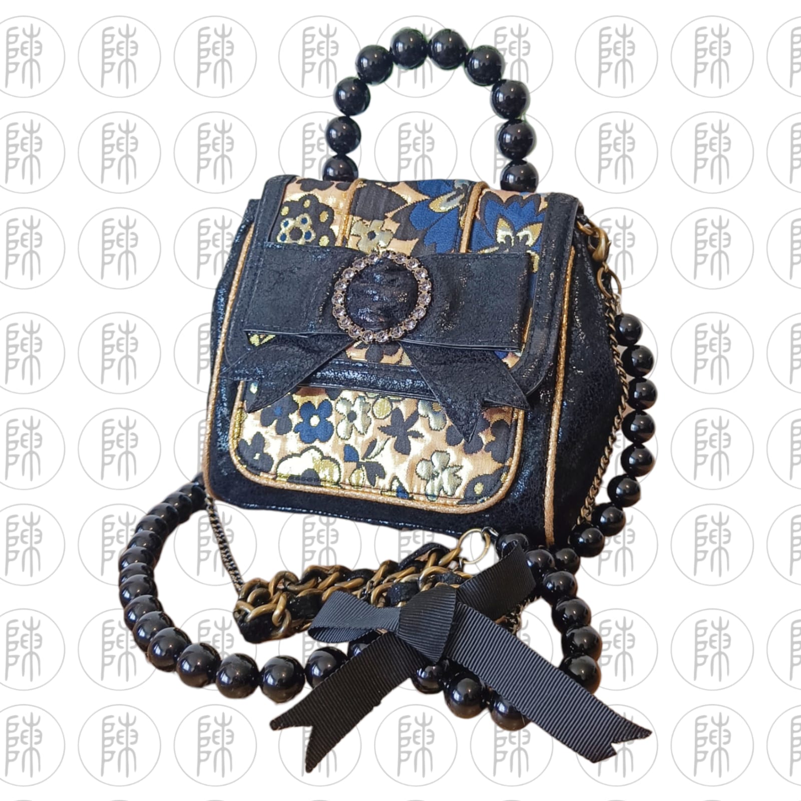 River island black hot sale and gold bag