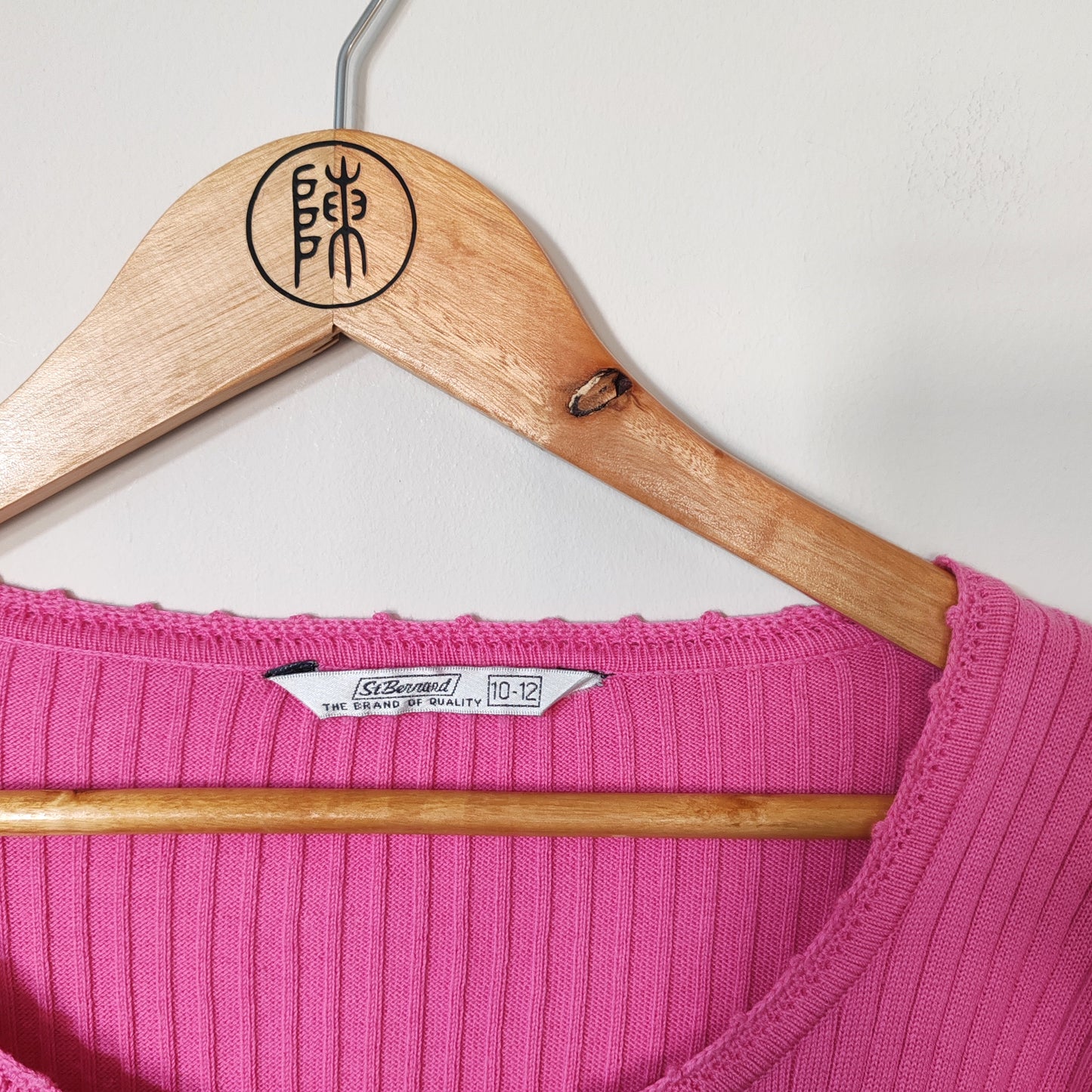 St Bernard Pink Crochet Detail Pink Y2K Vintage Jumper