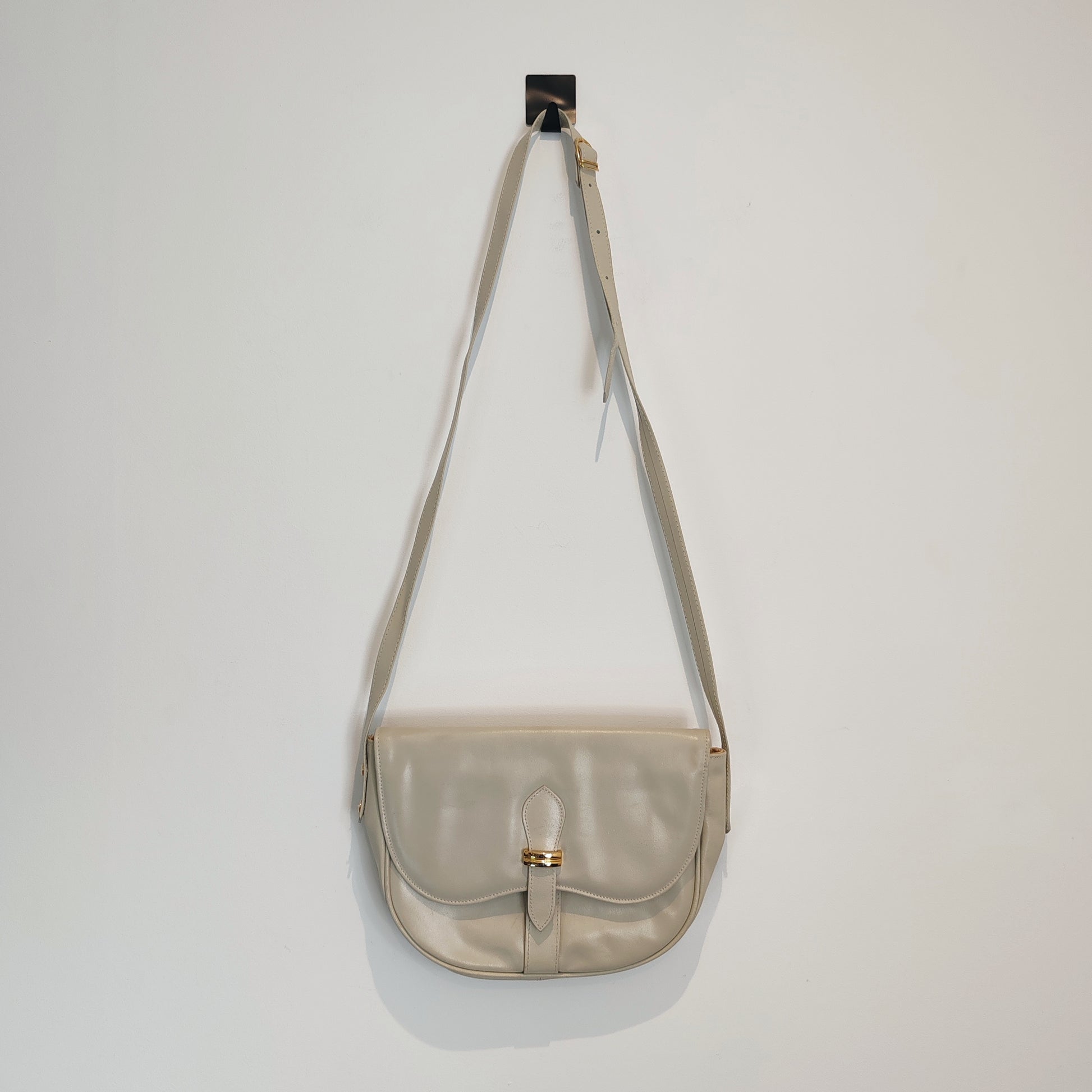 St Michael Cream Leather Satchel Handbag