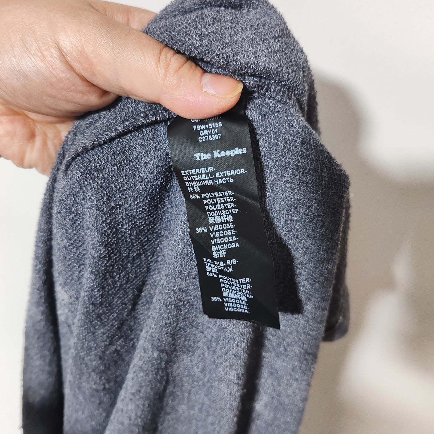 The Kooples Sport Faded Grey Beaded Gem Neck Sweatshirt