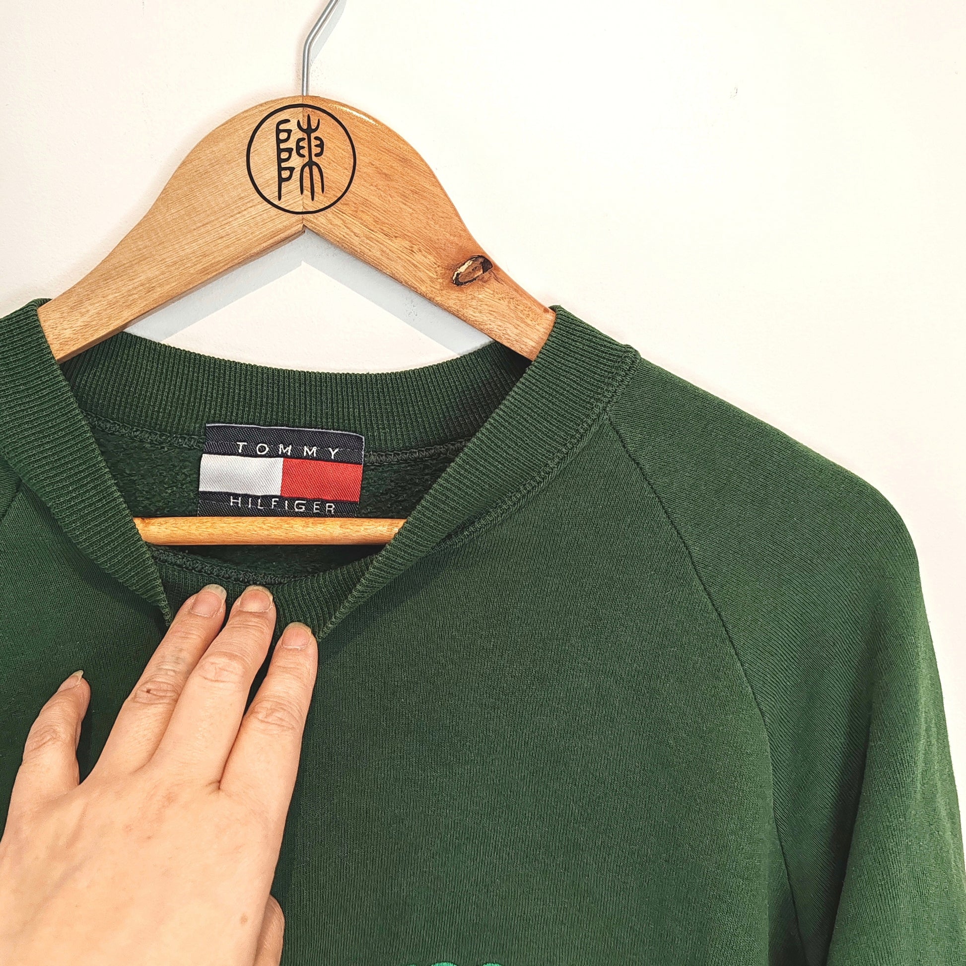 Tommy Hilfiger Green Distressed Vintage Spell Out Sweatshirt