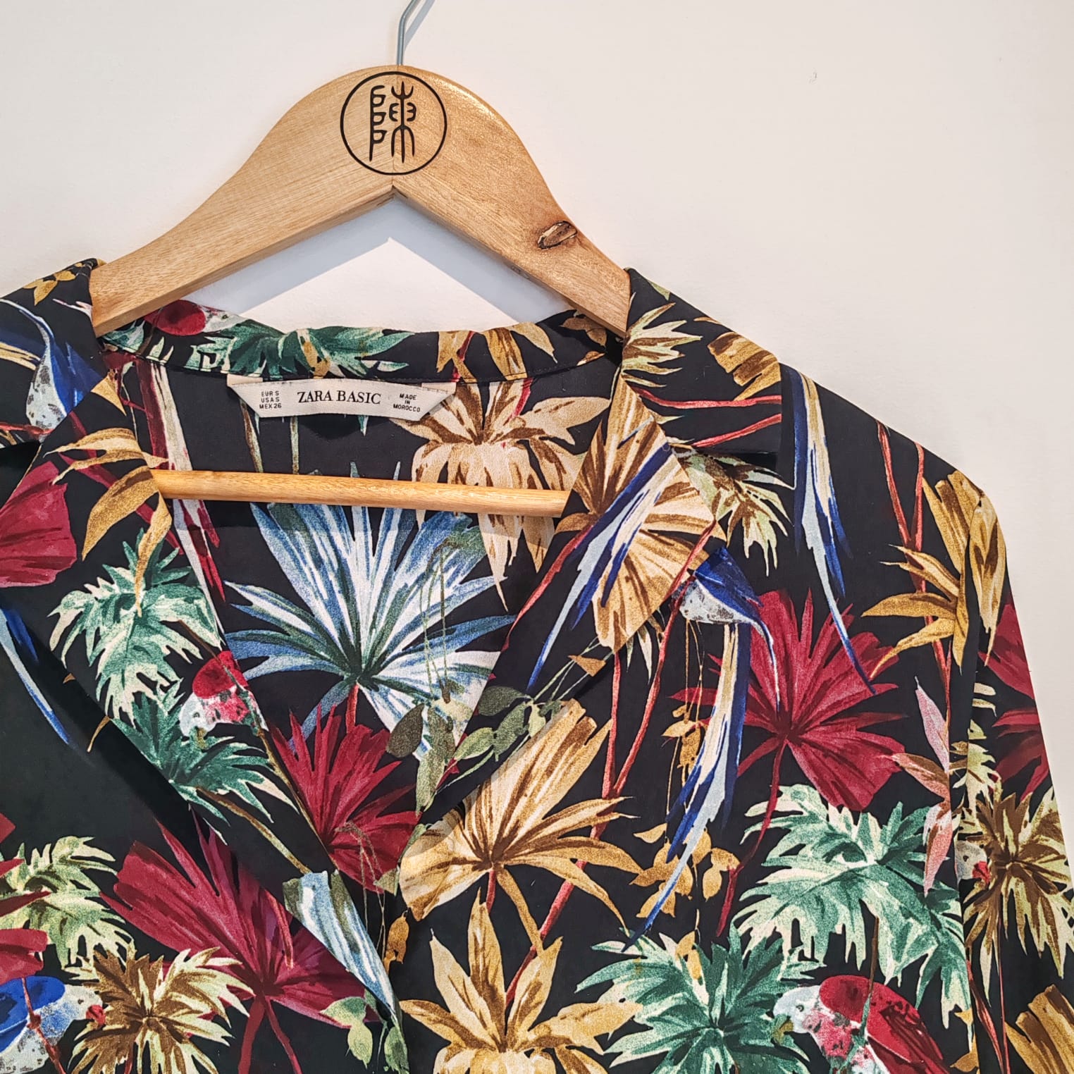 Zara Black Multicolour Floral Leaf Vintage Shirt